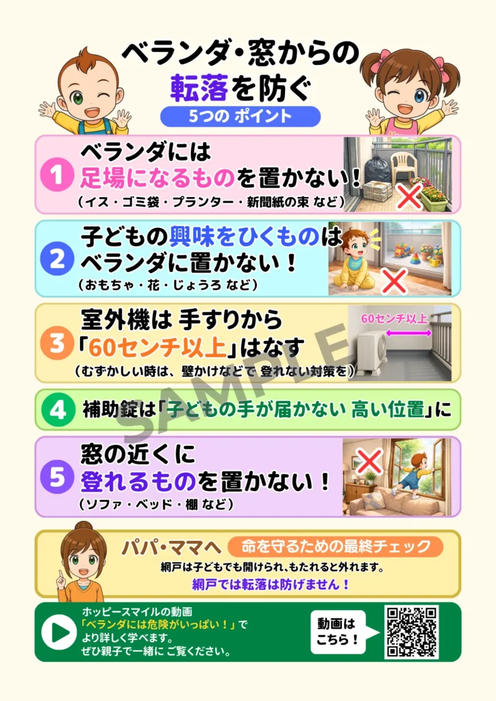 ベランダ・窓からの転落を防ぐポスター