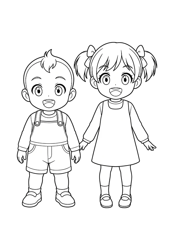 ホッピースマイルぬりえ そらくん・うみちゃん 01