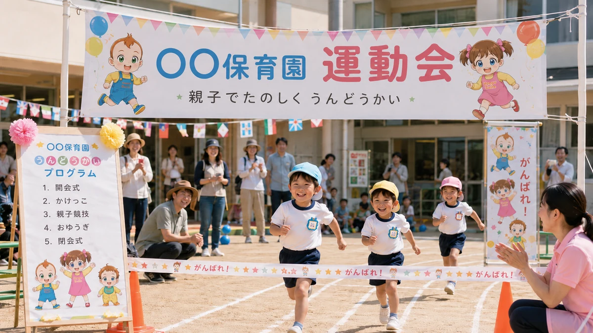保育園の運動会で横断幕や装飾を活用する最新イメージ