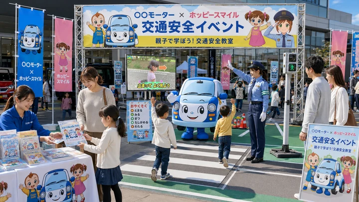 お持ちのキャラクターと連携した交通安全イベントの活用イメージ